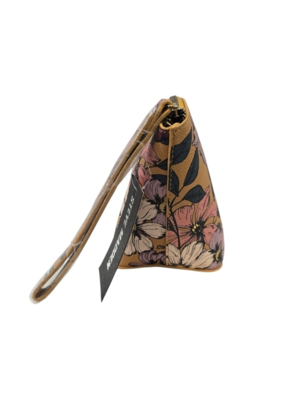 Steve Madden NWT Mustard Floral Wristlet Clutch with Pink and Burgundy Flowers - Picture 4 of 7
